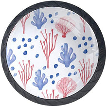 Modello di corallo blu del Mar Rosso dell'acquerello Pomelli per Porta Set di 4 Pomelli per Mobili Manopole per Cassetti Cucina Armadio Vetro
