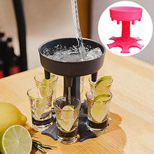 Distributore di 6 bicchierini e dispenser per riempire liquidi e bevande, con supporto per dispenser di vetro, per feste, cocktail, dispenser per liquori, giochi (rosa)