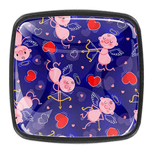 Cupido carino e cuore Pomelli per Porta Set di 4 Pomelli per Mobili Manopole per Cassetti Cucina Armadio Vetro