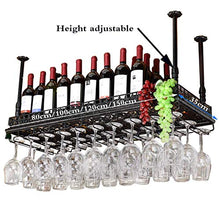 FCXBQ Portabottiglie Industriale da Appendere Portabottiglie Rustico Portabottiglie Altezza Regolabile Soffitto Galleggiante Porta calici per Appendere Cocktail o Flute da Champagne per Cucina Bar