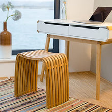 Relaxdays 10021491 Sgabello da Ingresso in Bambù Elegante Pouf di Legno Design Scandinavo Sediolina per Guardaroba Beige