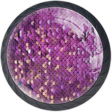 Paillettes rosa viola astratte Pomelli per Porta Set di 4 Pomelli per Mobili Manopole per Cassetti Cucina Armadio Vetro