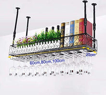 PZW Rack per Calici Portabottiglie Semplici e Creativi, Portabottiglie da Appendere Al Soffitto Portabottiglie in Metallo per Bicchiere da Vino, 60 * 25 Cm100 25cm *