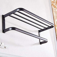L-YINGZON Asciugamano Rack, A parete rail Bagno cremagliera Bagno cremagliera cremagliere appendiabiti Bagno ciondolo hardware rame mensola nera cremagliera WC cremagliera doppio strato Portasciugaman