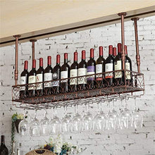 TXX Portabottiglie per Vino, Bar, Ristorante, Appeso, Portabicchieri, Metallo, Ferro Retrò Europeo Appeso a Testa in Giù Portabottiglie Rovesciato Portabottiglie per Cucina,Bronzo,100 * 35 cm