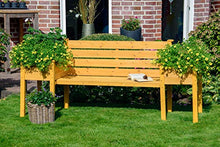 Dobar, panca da giardino con fioriere laterali, panca e fioriera, marrone chiaro, 211 x 64 x 92 cm