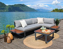 Meubletmoi - Tavolino da giardino in alluminio e piano in legno Teck, stile Lounge – VAHINE