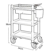 Quattro Ruote portatile strumento di archiviazione Carrello Scaffale, salone di bellezza in plastica cremagliera mobile luce e conveniente grande salone di bellezza a casa taglio di capelli grigio 54X