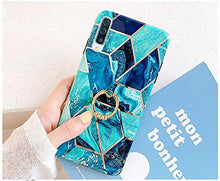 Herbests compatibile con Huawei P30 Cover Silicone Sottile Morbido TPU Protettiva Case Cover con Anello Supporto Custodia Cuciture di Placcatura Marmo Antiurto Slim Soft Case,Marmo-3