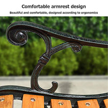 Panchine da Giardino Panchina All'aperto per Tempo Libero, Telaio in Ghisa e Legno Massello Anticorrosivo Resistente Alle Intemperie Panchine Terrazzo, Panca 2-3 Posti Con Schienale e Braccioli