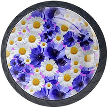 Fiore di margherite viola bianco natura Pomelli per Porta Set di 4 Pomelli per Mobili Manopole per Cassetti Cucina Armadio Vetro
