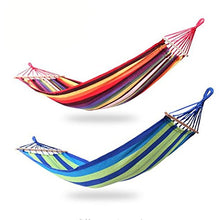 VALINK Esterno Campeggio Amaca, in Legno Bastone Anti-ribaltamento Amache Spalmatore, Barra Giardino Oscillante Amaca Dondolo Appeso Letto, Spiaggia da Viaggio Tela Rosso Blu Righe 240x80CM