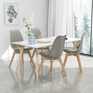 VADIM Set di Sedie Grigie Scandinave dallo Stile retrò, Sedia da Cucina dal Design in Legno Nordico Moderne, Ideali per Sala da Pranzo, ufficio, bar, 4 Pezzi