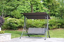 Angel Living Dondolo da Giardino con Tettuccio Parasole Inclinabile 3 posti Patio Comfort Hammock Tessuto grigio Teslin 193X132X173CM