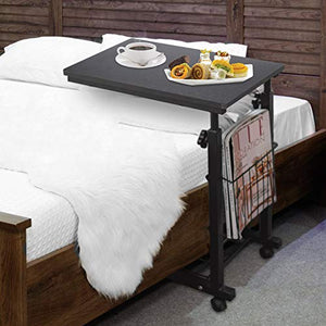 Tavolino Divano Tavolino Regolabile su Ruote, tavolino con cestelli portaoggetti Griglia Inferiore, tavolino tavolino su Ruote per Divano Letto Soggiorno Camera da Letto Laptop Snack