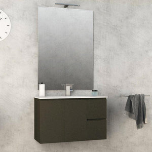 giordanoshop Mobile Bagno Sospeso 80 cm Lavabo e Specchio Tavassi Urano Grigio Talpa Opaco