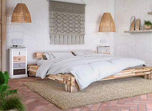 Rebecca Mobili Comodino Bianco Nero Beige, cassettiera 4 cassetti, Legno Paulownia, Stile Shabby, Camera Bagno Sala - Misure: 69 x 37 x 27 cm (HxLxP) - Art. RE4310