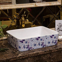 lilili Lavabo da Appoggio Lavabo Bagno, Ceramica Lavandino da Appoggio Laterale dell'Acqua Quadrato Trucco Unico Bacino 48x37x13cm (Color : There Are Accessories)