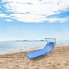 MEDIA WAVE store 2309P Lettino Prendisole Pieghevole Schienale Regolabile e tettuccio Parasole di Colore Azzurro