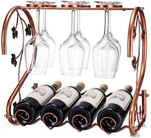 JXXDQ Wine Rack Vino del Metallo del Supporto della Cremagliera di Vetro di Vino Calici Calici Rack, Contenere Fino A 4 Bottiglie di Vino E 6 Tazze (Color : A-42x23.5x39cm)