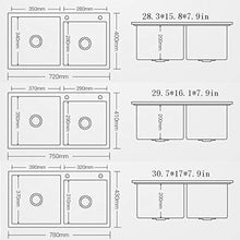 Lavandini bagno Kitchen Sink Nero Di Grande Capienza Rettangolare Doppio Lavabo Bar Cafe Sink Domestica Di Lunga Durata Facile Da Pulire Sink (Color : Black, Size : 72 * 40 * 20cm)