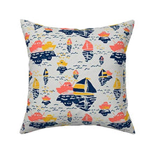 Cotton Throw Pillow Case Cushion Covers Boatwaterdays coral navy golden rod gray 18 x 18 inches
