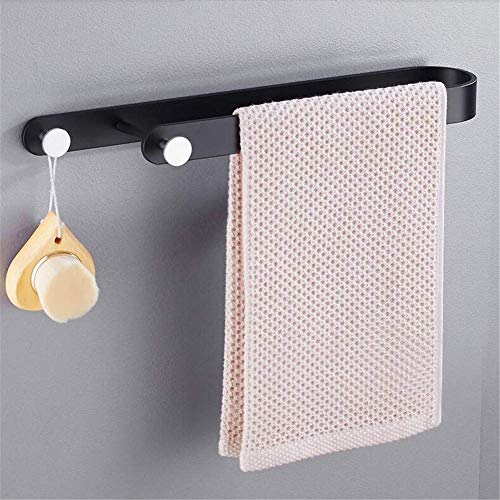 YXZQ Portasciugamani Nero Senza Pugno Portasciugamani Moderno a Stelo Singolo Portasciugamani a Parete antiruggine con Ganci per Bagno Cucina Hotel