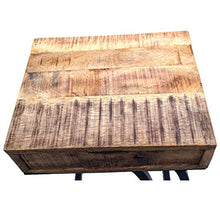 Tavolino da caffè, tavolino da salotto, piano in legno di mango, tavolo per computer portatile (inclinato con cassetto)