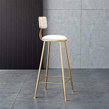 BDLYZ Yxsd - Sgabello da bar in metallo con seduta in ecopelle, per sala da pranzo e sedie con schienale per cucina, pub, caffetteria, casa, cuscino bianco (dimensioni: altezza seduta 65 cm)