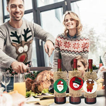 Amosfun - Borsa natalizia per vino rosso Babbo Natale, decorazione per bottiglie di vino, pupazzo di neve, alce e Natale, 3 pezzi
