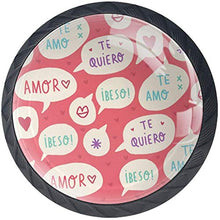 Amore dolce parola cuore rosa Pomelli per Porta Set di 4 Pomelli per Mobili Manopole per Cassetti Cucina Armadio Vetro
