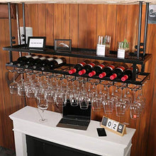 GJSN Cremagliera per Vino, Nero/Bronzo in Ferro Battuto Altezza Regolabile da Bancone da Bancone, Può Appendere Più Bicchieri da Vino,Nero,80 cm