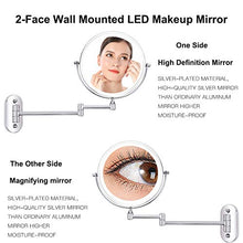 CRYPY Specchio per Il Trucco LED Montato a Parete da 8 Pollici 10X Ingranditore Touch Luminoso Regolabile Parete Specchi Doppio Lato Vanity Specchio