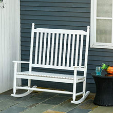 Outsunny Panchina a Dondolo da Giardino 2 Posti con Schienale Alto e Braccioli in Legno 117x85x120cm, Bianco