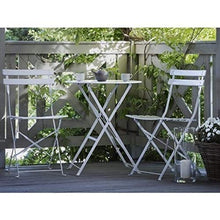 PiuShopping Set da Pranzo per Giardino, in Acciaio con Tavolo Rotondo E 2 SEDIE Pieghevoli (Bianco)