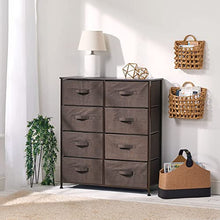 mDesign Cassettiera moderna per camera da letto, corridoio, bagno, ingresso ecc. – Canterano in fibra sintetica, struttura in metallo e ripiano in legno MDF– Comò con 8 cassetti – marrone scuro