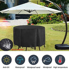 HSGAV Copertura Tavolo Esterno Rotondo Copertura per Mobili Giardino Impermeabile Telo Protettivo per Tavolo e Sedie Esterni Resistente alla Polvere e Ai Raggi UV 420D Oxford Nero,86" D x 37" H