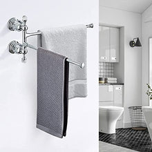 CASEWIND Portasalviette cromato, portasciugamani a due bracci argento, portasciugamani doppio orientabile da parete con accessori bagno in cristallo fissaggio a parete
