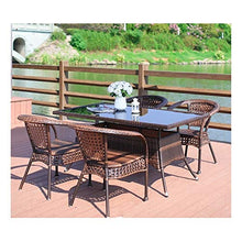 HLZY Tavolo in Vimini in Rattan mobili in Patio e Set s Patio Mobili da Giardino Arredamento per mobili in Vetro Top Tavolino da caffè Patio Set per Giardino all'aperto a Bordo Piscina