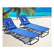 tayer 2pcs Lettino Prendisole da Giardino Pieghevole con Cuscino e Foro di Lettura, Lettino a Sdraio per Prendere Il Sole, per la Poltrona all'aperto della Spiaggia del Giardino