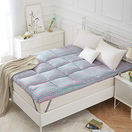 Nileco Coperchio per Materasso Trapuntato con Cinghie,Morbido Tatami Tappetino, Pieghevole Rotolo da Letto Giapponese umidità-Prova Materasso Futon per La Casa-a King