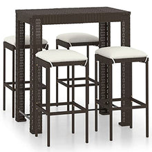 vidaXL Set da Bar da Giardino 5 pz con Cuscini in Polyrattan Marrone