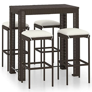 vidaXL Set da Bar da Giardino 5 pz con Cuscini in Polyrattan Marrone