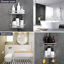 GERUIKE Scaffale da Doccia angolare Senza Foratura Scaffale da Bagno in Alluminio con Scatola portaoggetti con Gancio 2 Pezzi Argento