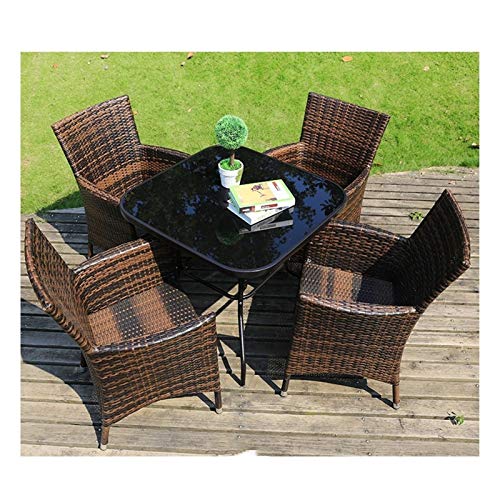 HLZY Tavolo in Vimini in Rattan mobili in Patio e Set s Patio Mobili da Giardino Tavolo e sedie Set Patio Rattan Tavolo da Pranzo Set di Tela di Vimini per Giardino all'aperto Piscina