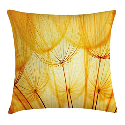 QUEMIN Fodera per Cuscino con Cuscino Decorativo Giallo, Semi di Fiori da Giardino di Fiori di tarassaco nella Calda Opera d'Arte a Tema Estivo