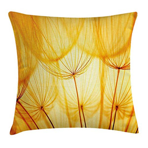 QUEMIN Fodera per Cuscino con Cuscino Decorativo Giallo, Semi di Fiori da Giardino di Fiori di tarassaco nella Calda Opera d'Arte a Tema Estivo