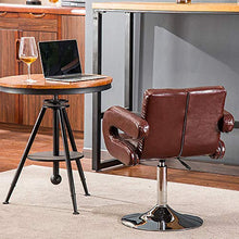SHPEHP Sgabello da bar idraulico girevole in pelle PU con schienale imbottito in similpelle Sgabello da bar girevole regolabile Airlift con base cromata, nero vino rosso-Black