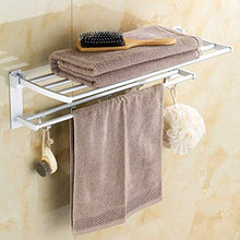 STZYY Portasciugamani Senza Foratura, portasciugamani da Bagno Doppi Pieghevoli, portasciugamani sospeso in Alluminio con Gancio Rimovibile 60 cm