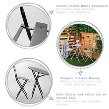Harbour Housewares 3 Pezzi Sussex Bistro Set - Tabella di Piegatura e sedie per Esterni Patio Mobili da Giardino - Square - Nero